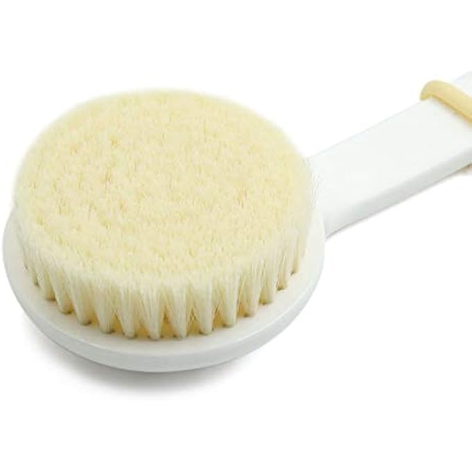 Ruilogod White Beige Soft Bristle Good Performance Handle Body Brush Shower Scrubber 12.2inch (id: cf8 ab0 c7e 986 82e - Image 3